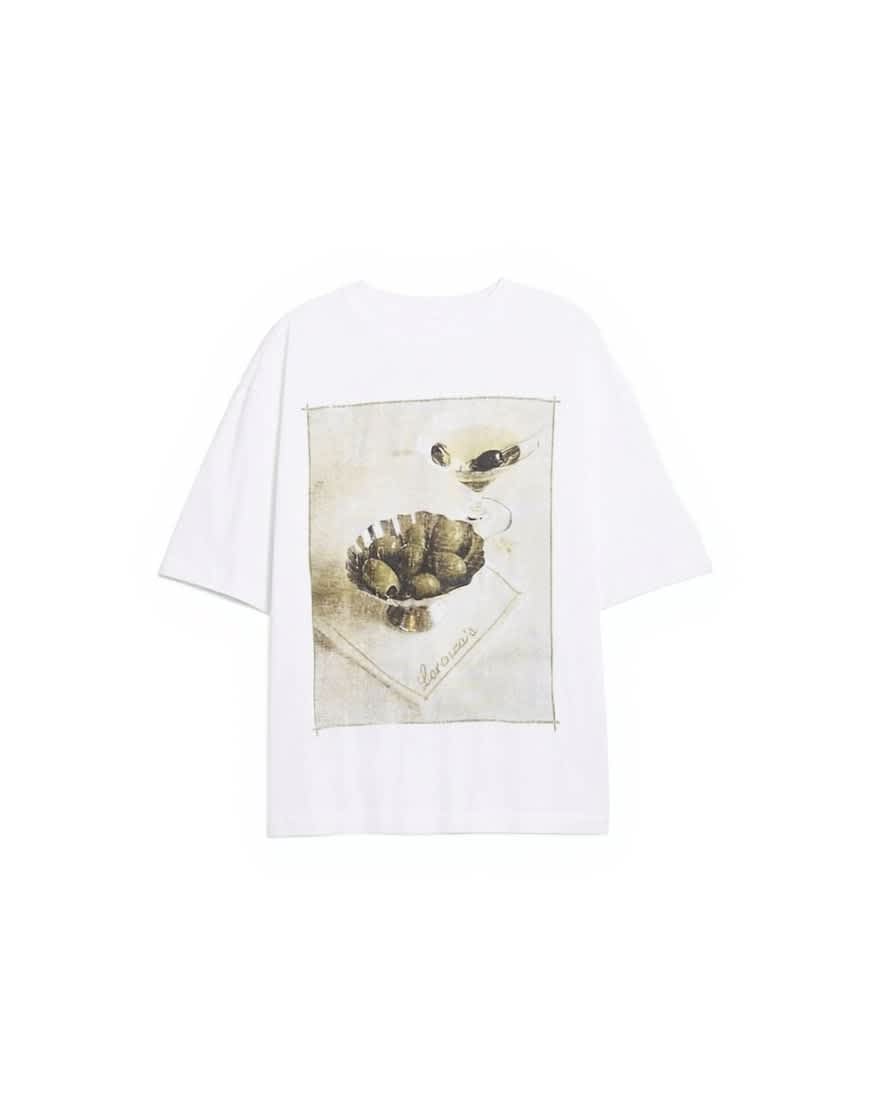Topshop graphic martini print oversized tee in ivory