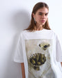 Topshop graphic martini print oversized tee in ivory
