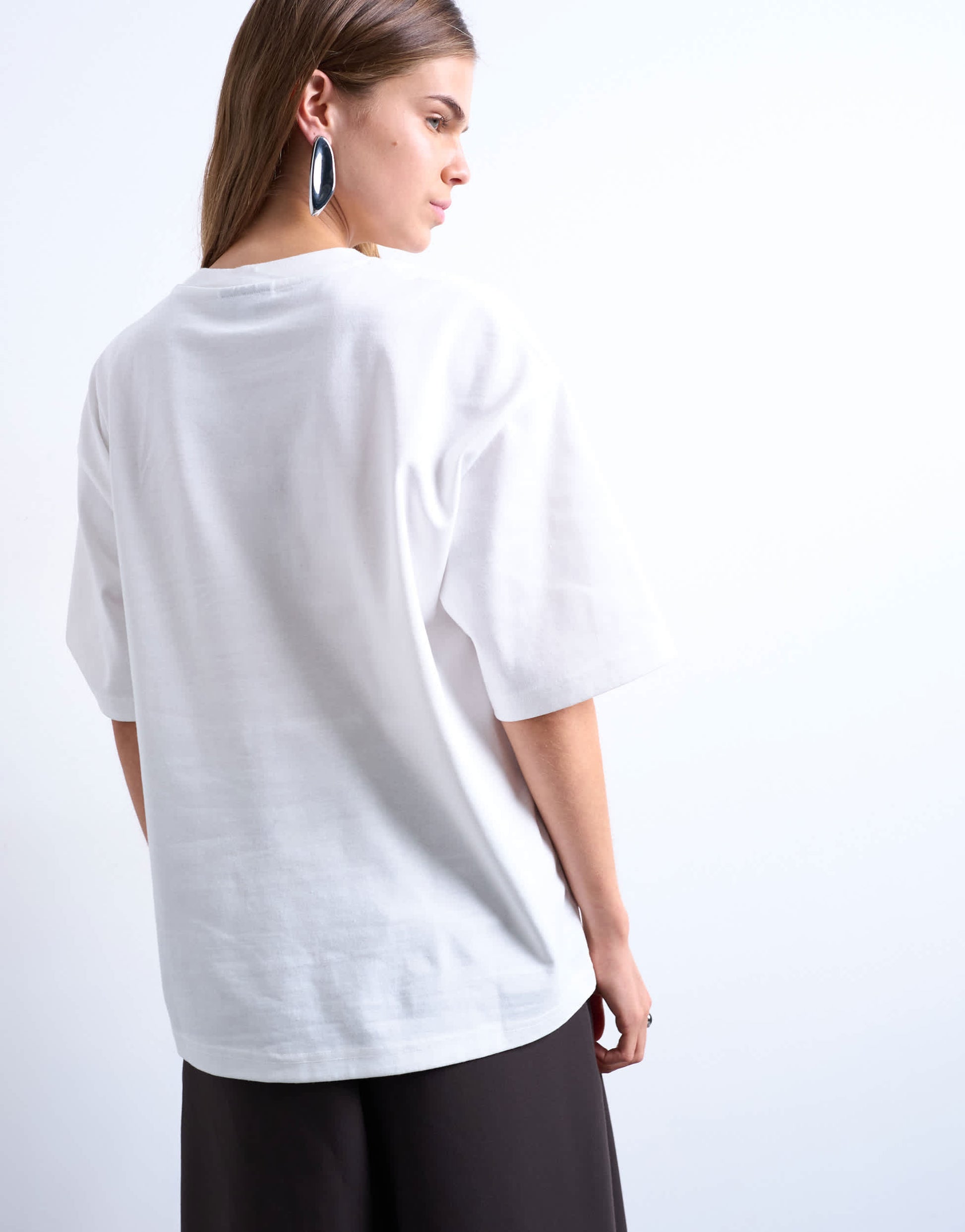 Topshop graphic martini print oversized tee in ivory