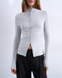 Topshop button down long sleeve cardigan top in grey