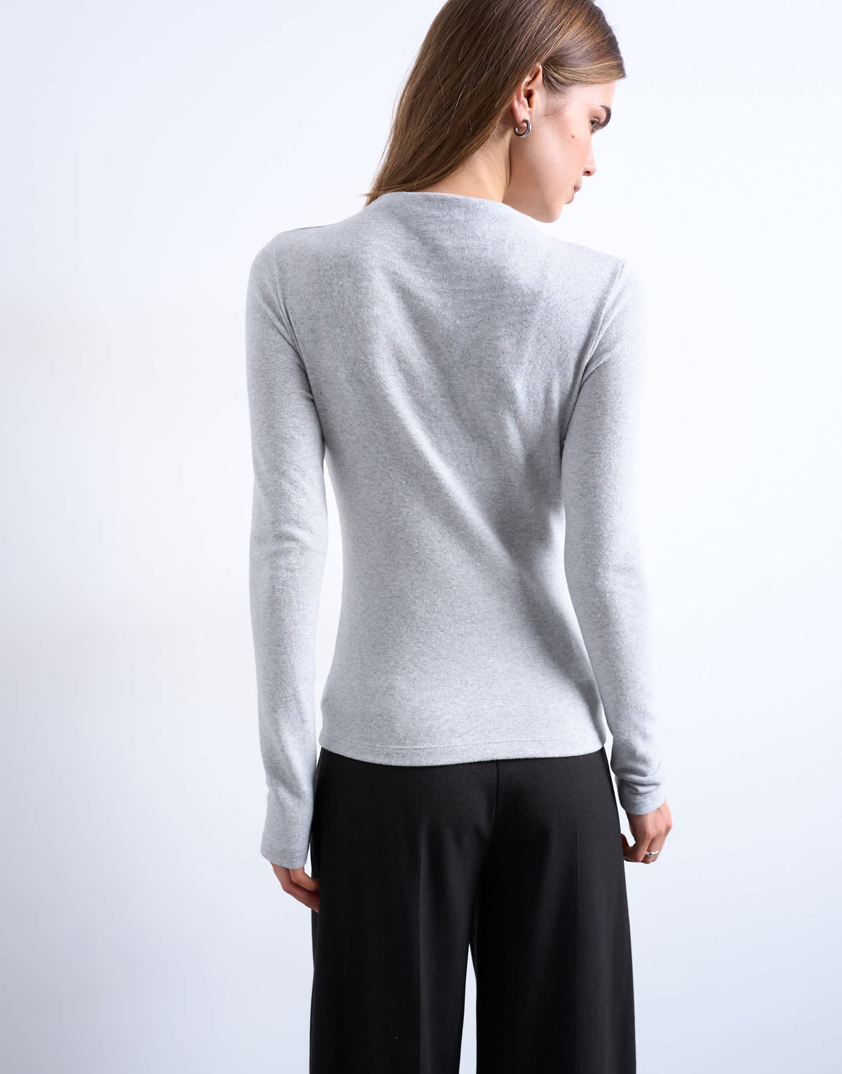 Topshop button down long sleeve cardigan top in grey