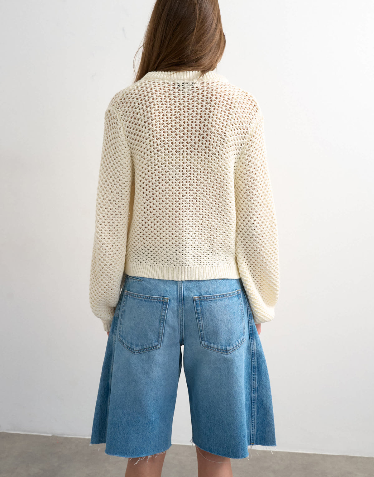 Topshop knitted open stitch cardigan in ivory