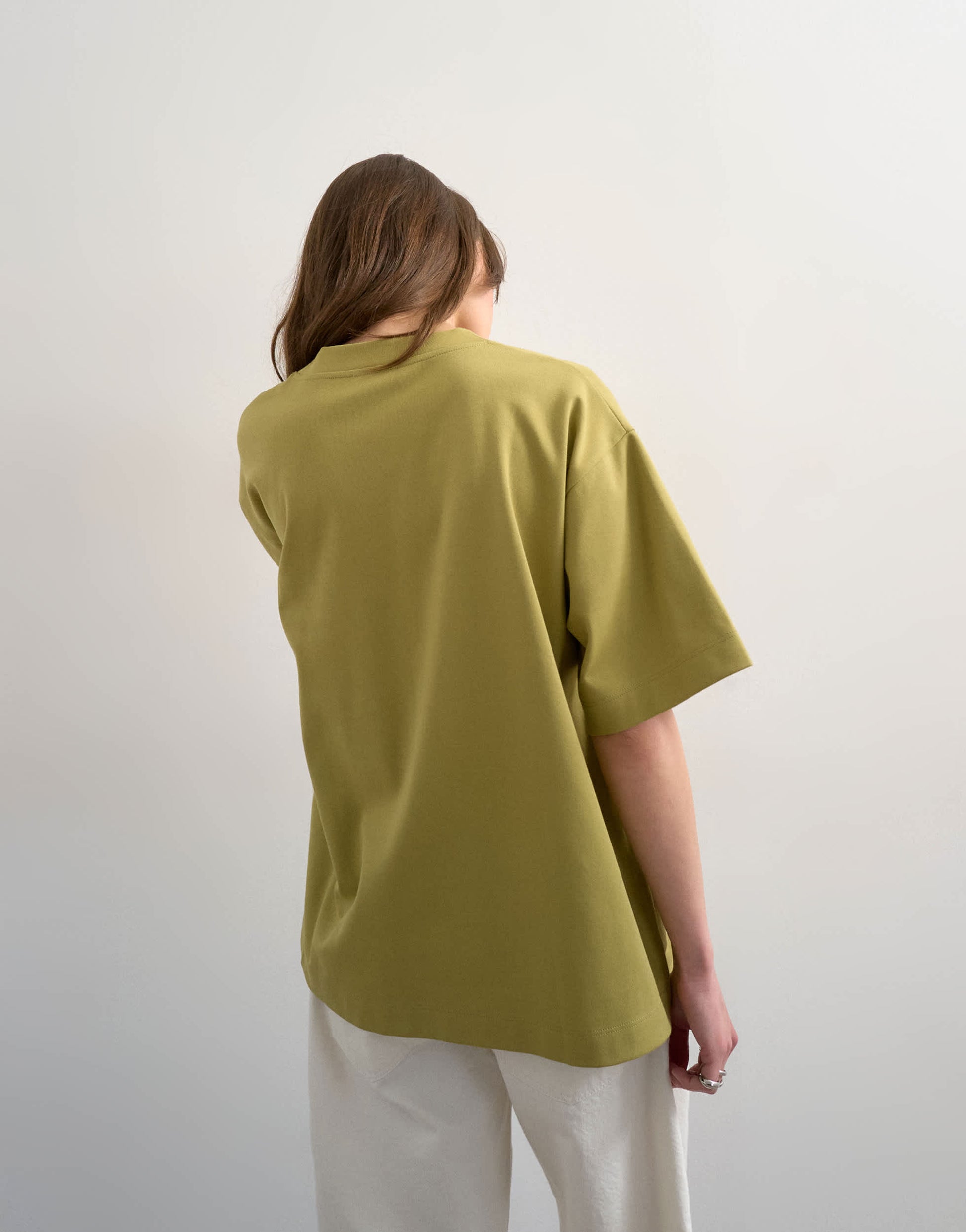 Topshop v-neck premium interlock tee in khaki