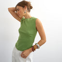 Topshop rib boyfriend tank in green