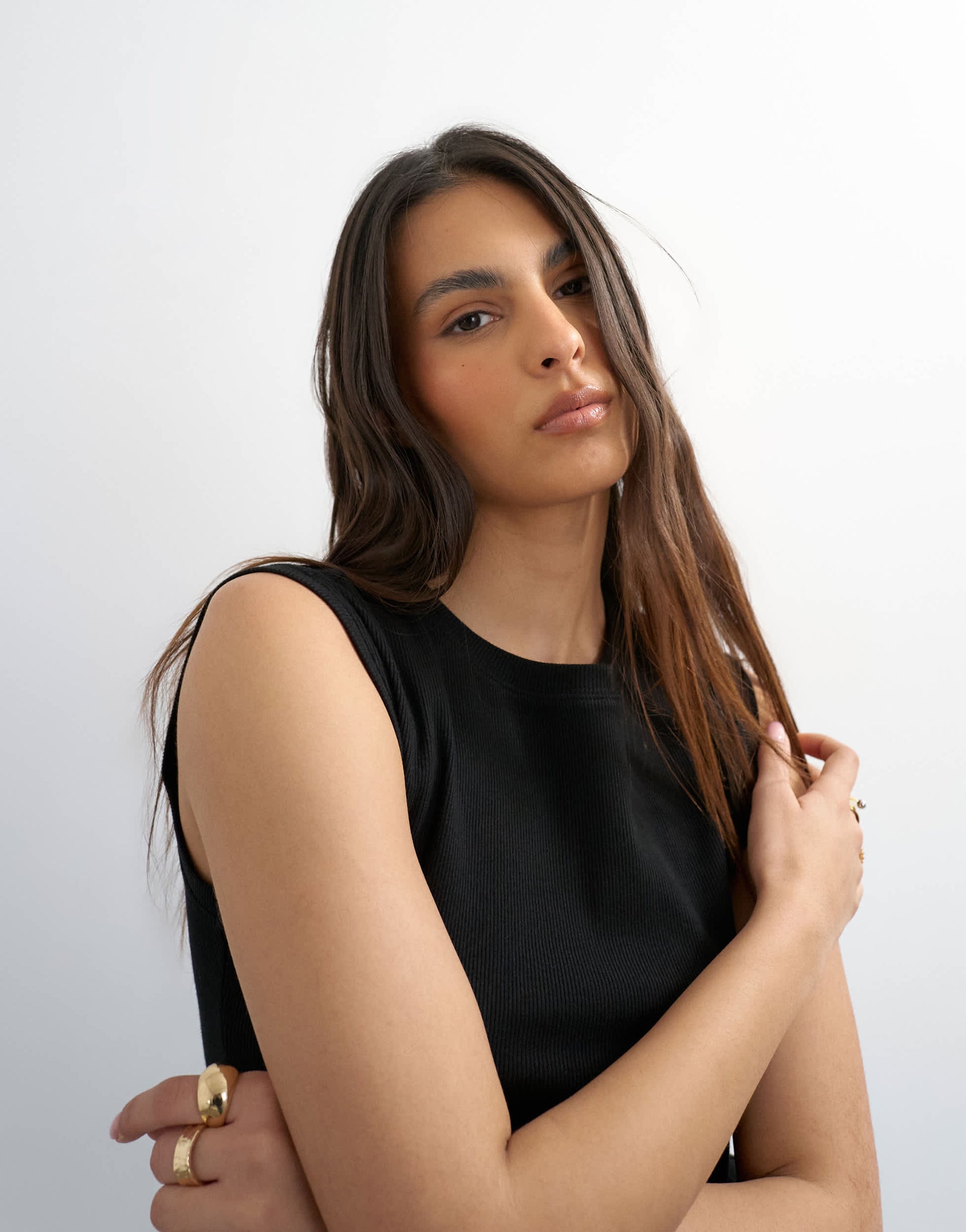 Topshop rib boyfriend tank in black