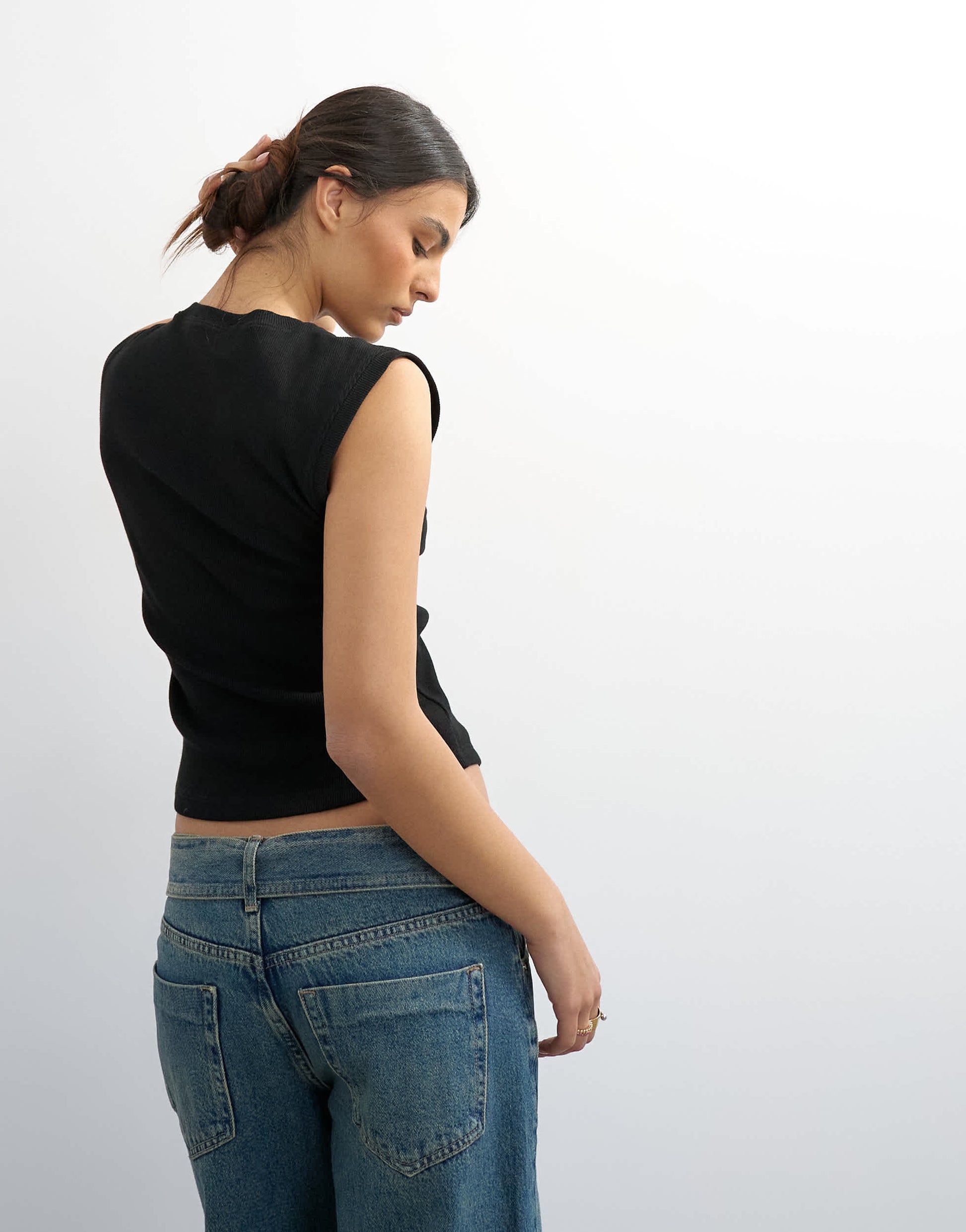 Topshop rib boyfriend tank in black