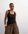 Topshop button rib vest in black