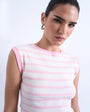 Topshop stripe rib boyfriend tank in pink