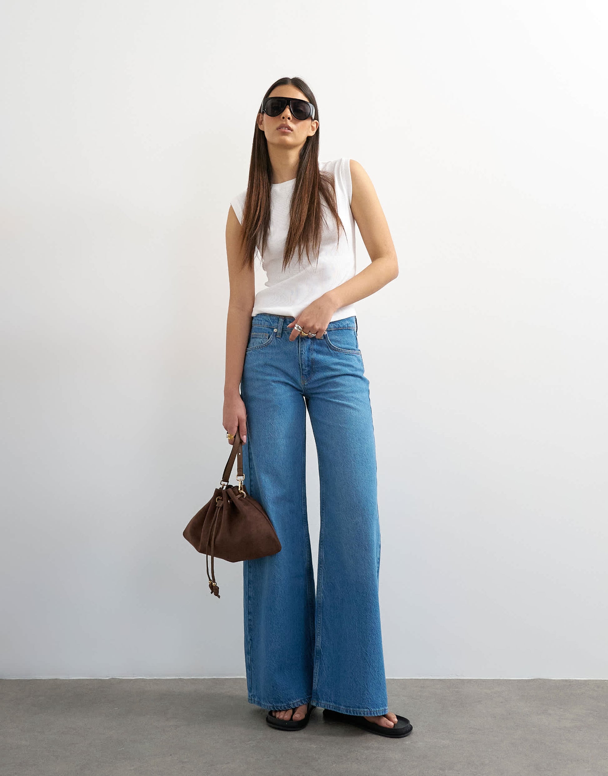 Topshop rib boyfriend tank in white