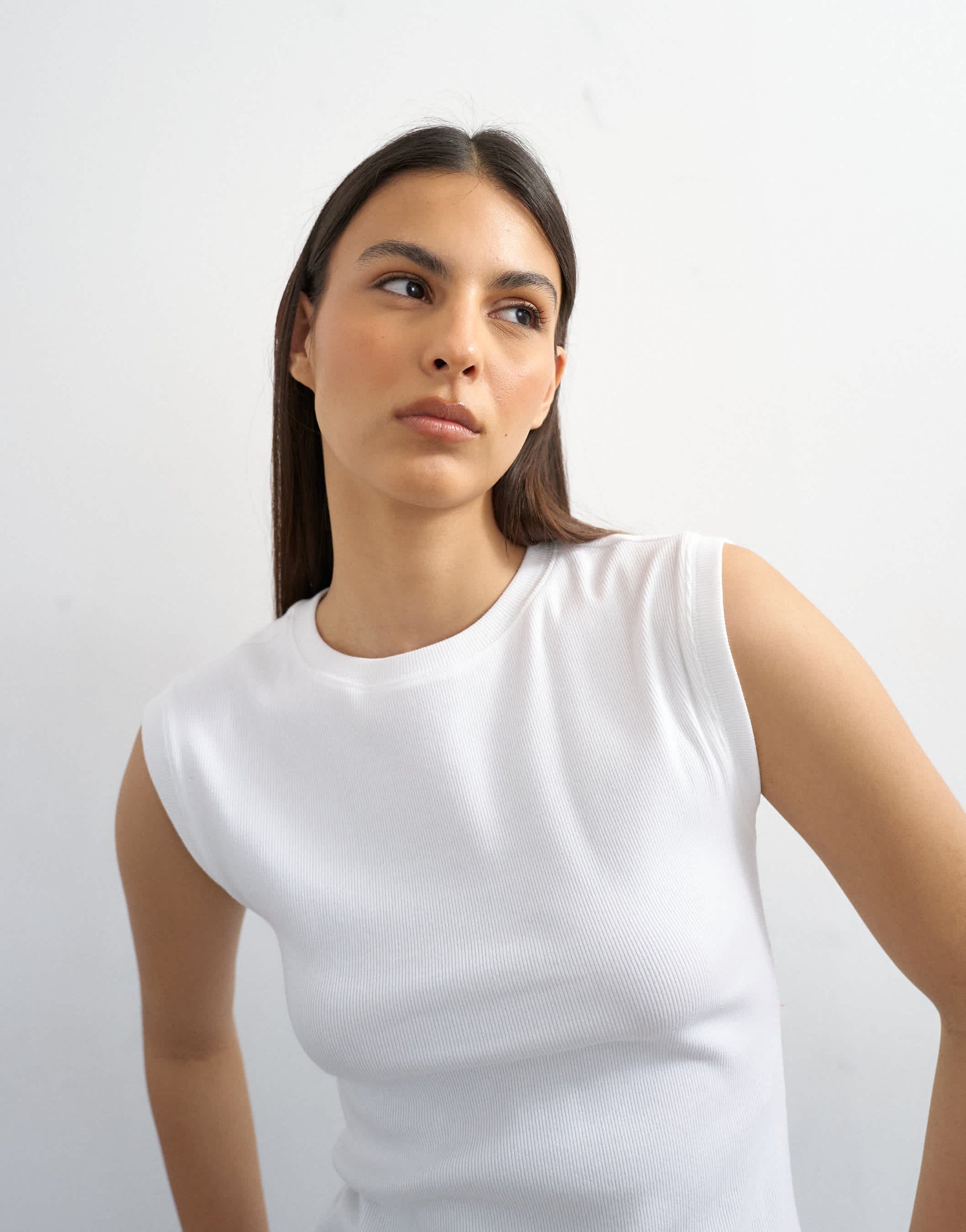 Topshop rib boyfriend tank in white