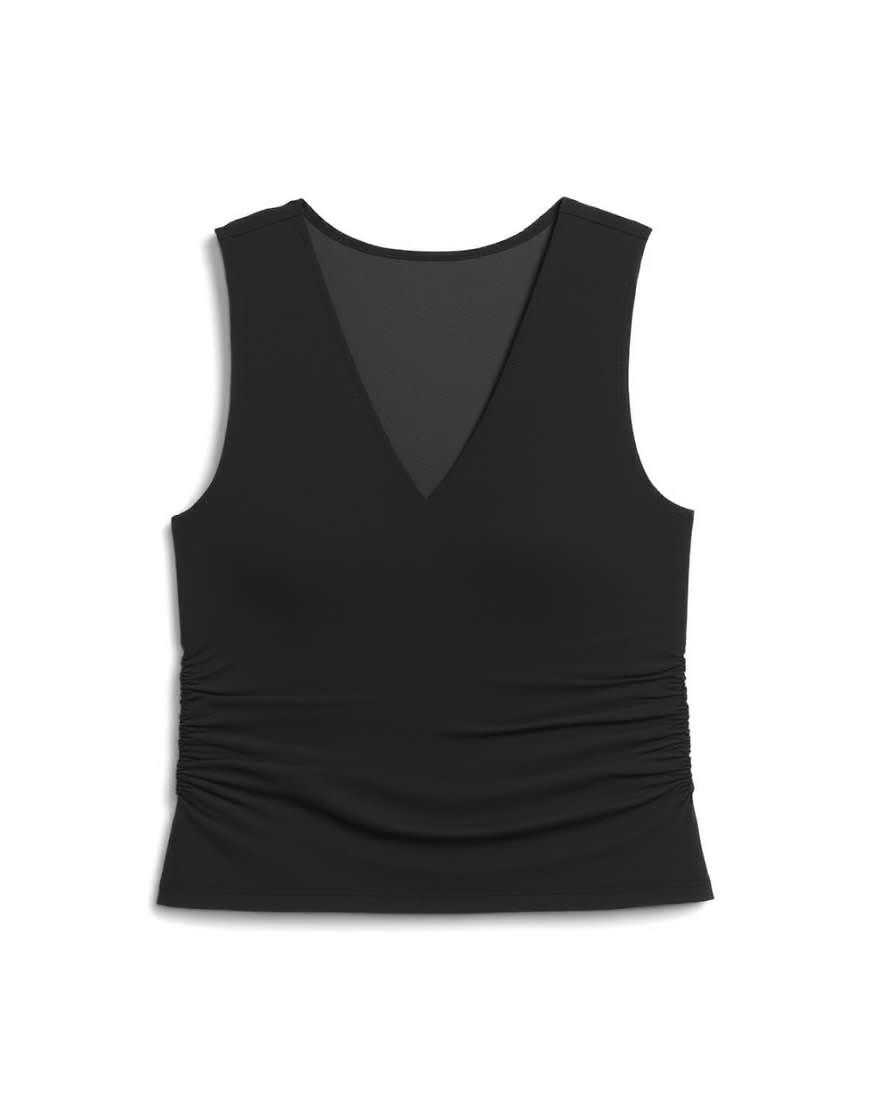 Topshop v-neck ruched side tank in black