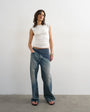Topshop ruched drawcord tank in white