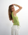 Topshop ruched drawcord tank in green