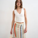 Topshop v-neck ruched side tank in ivory