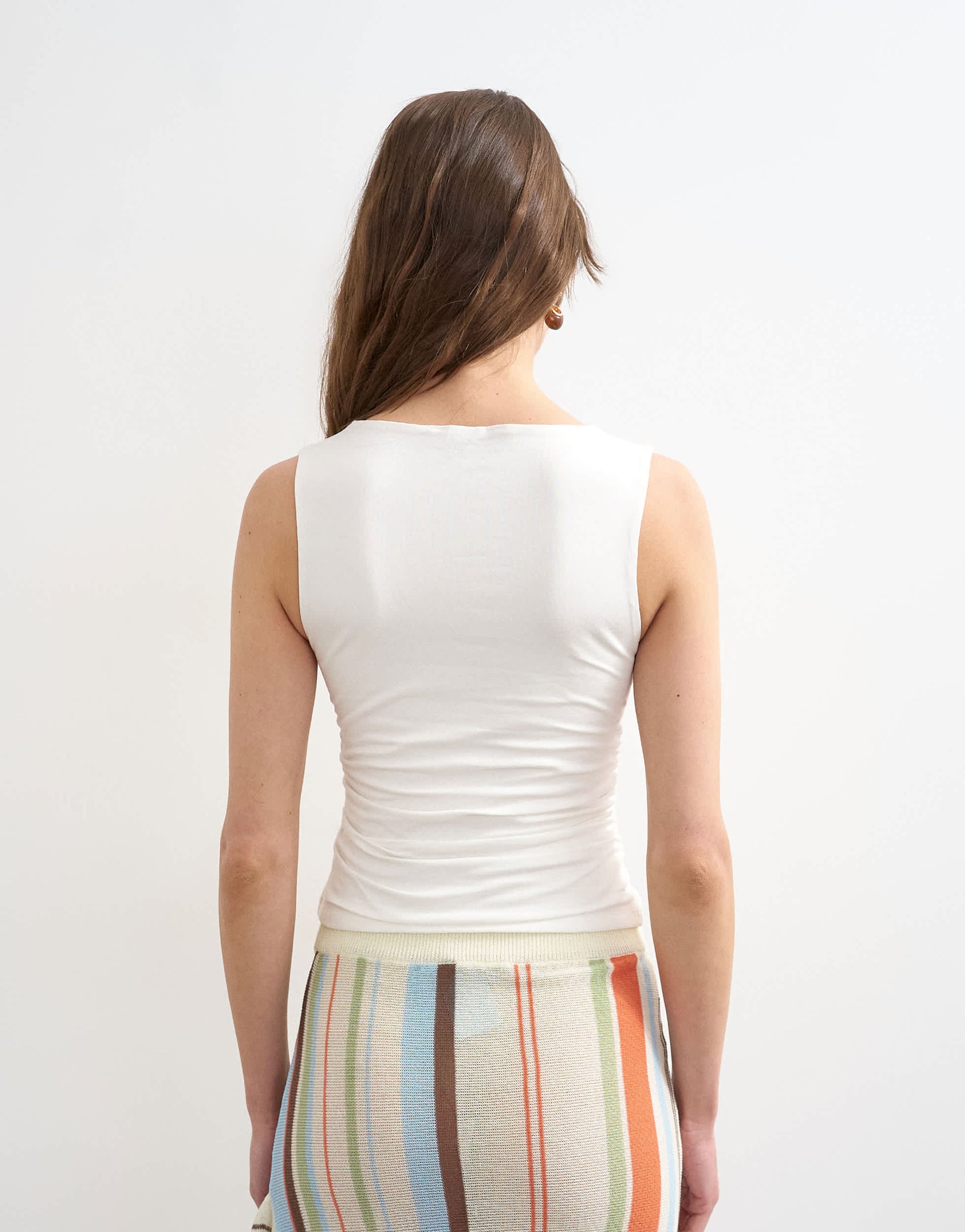Topshop v-neck ruched side tank in ivory
