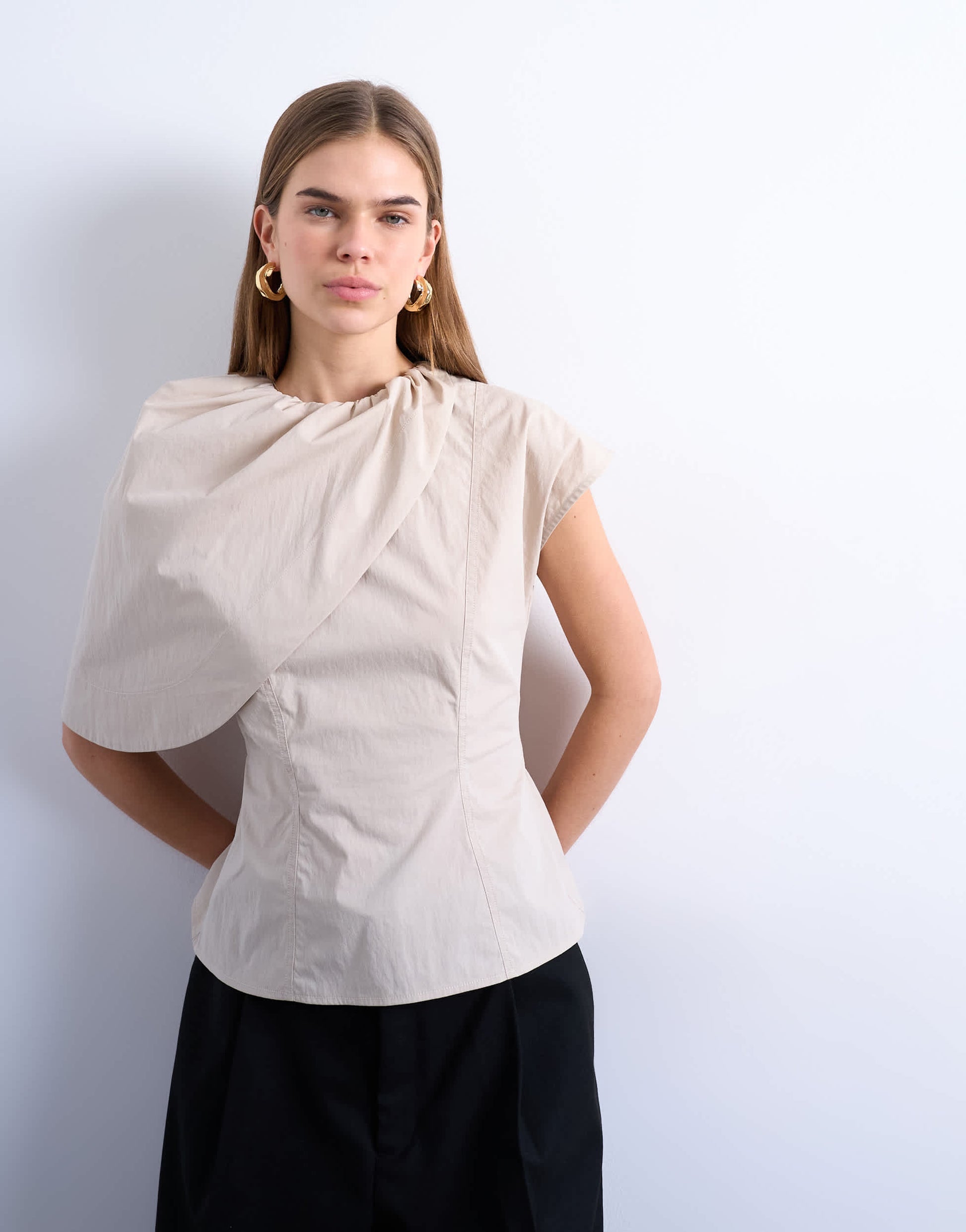 Topshop cape structured top in oyster