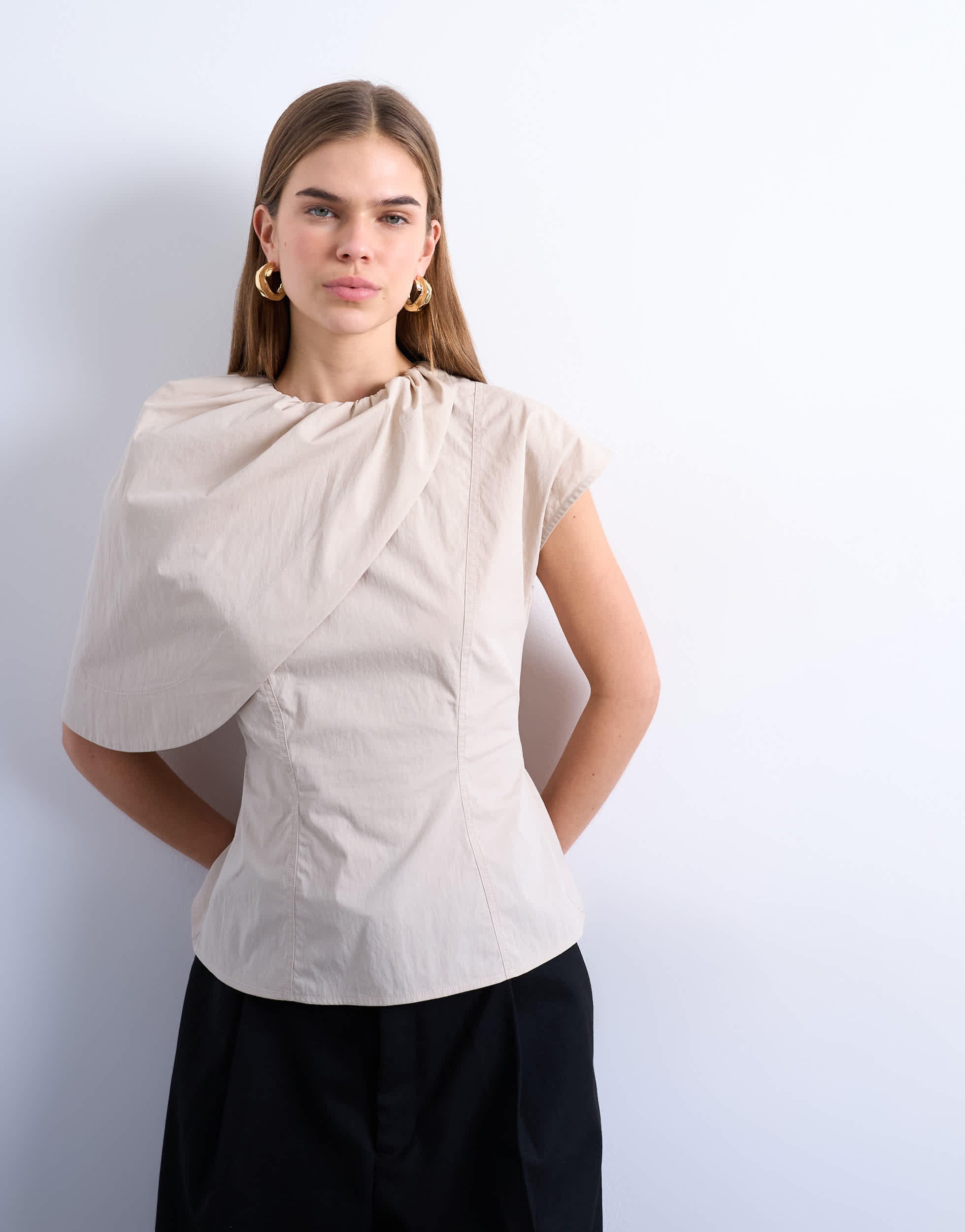 Topshop cape structured top in oyster