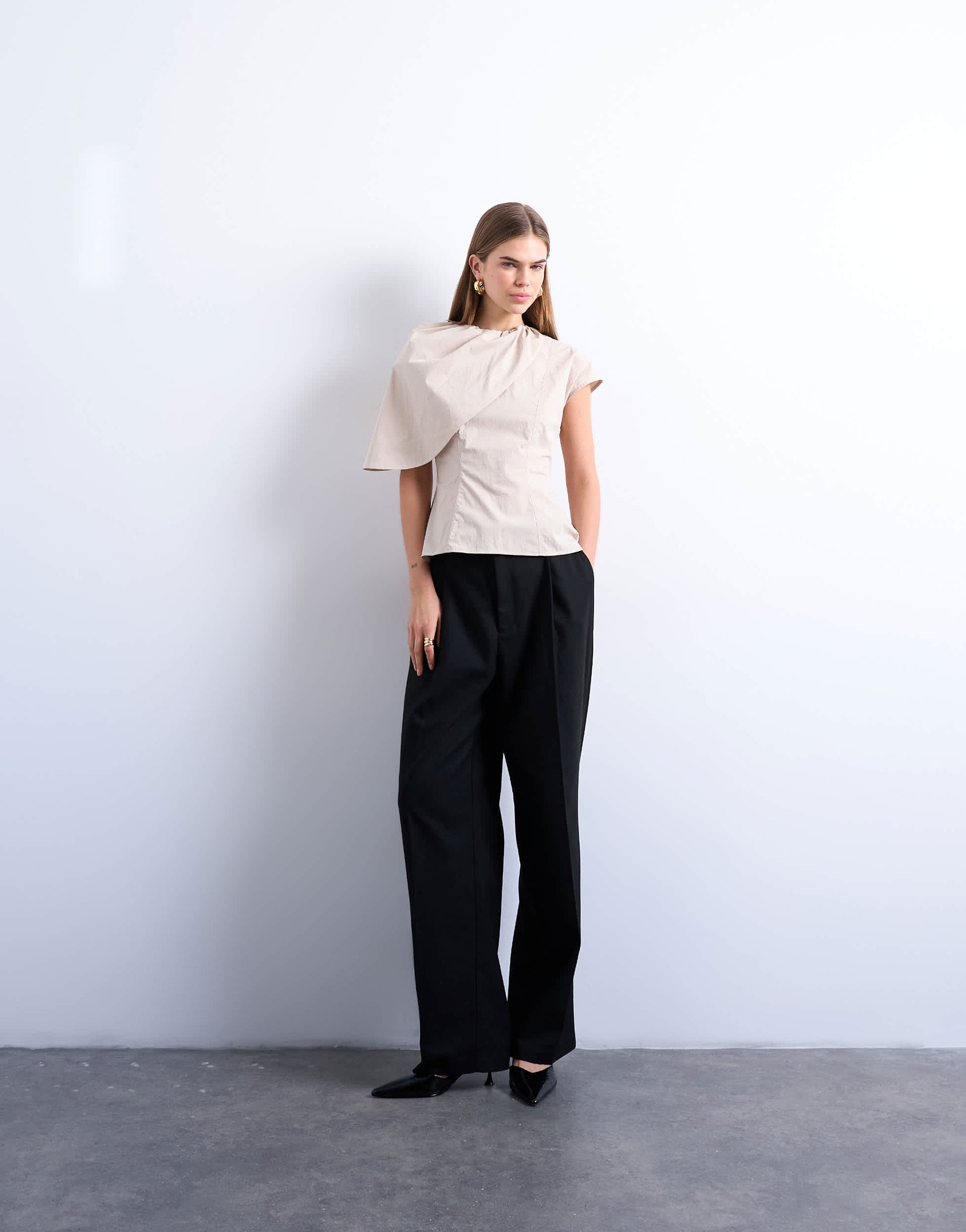 Topshop cape structured top in oyster
