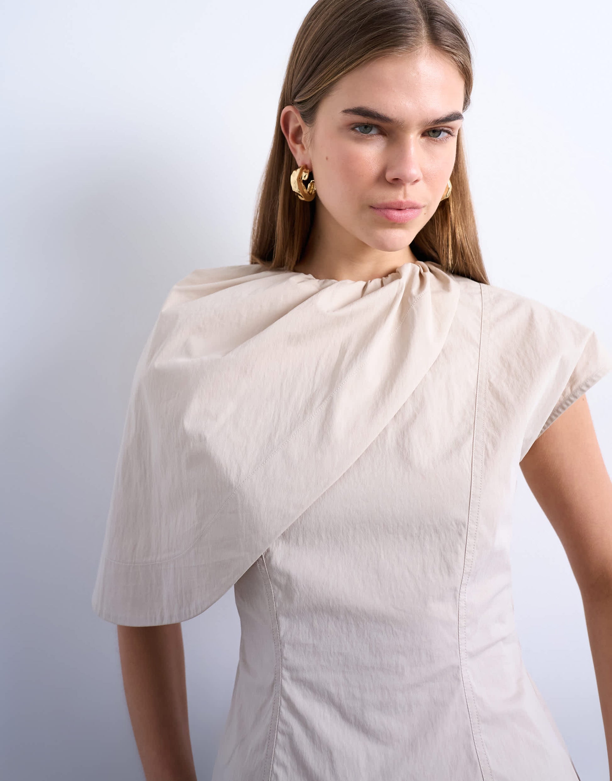 Topshop cape structured top in oyster