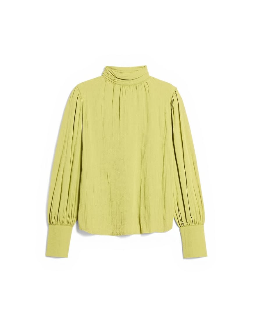 Topshop crinkle scarf blouse in green