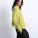 Topshop crinkle scarf blouse in green