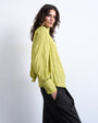 Topshop crinkle scarf blouse in green