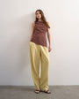 Topshop linen barrel leg trouser in buttermilk