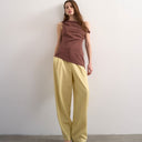 Topshop linen barrel leg trouser in buttermilk
