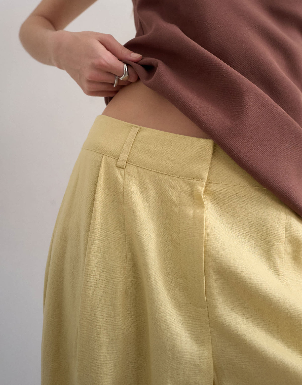 Topshop linen barrel leg trouser in buttermilk
