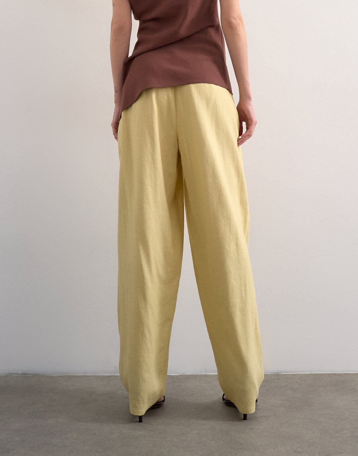Topshop linen barrel leg trouser in buttermilk