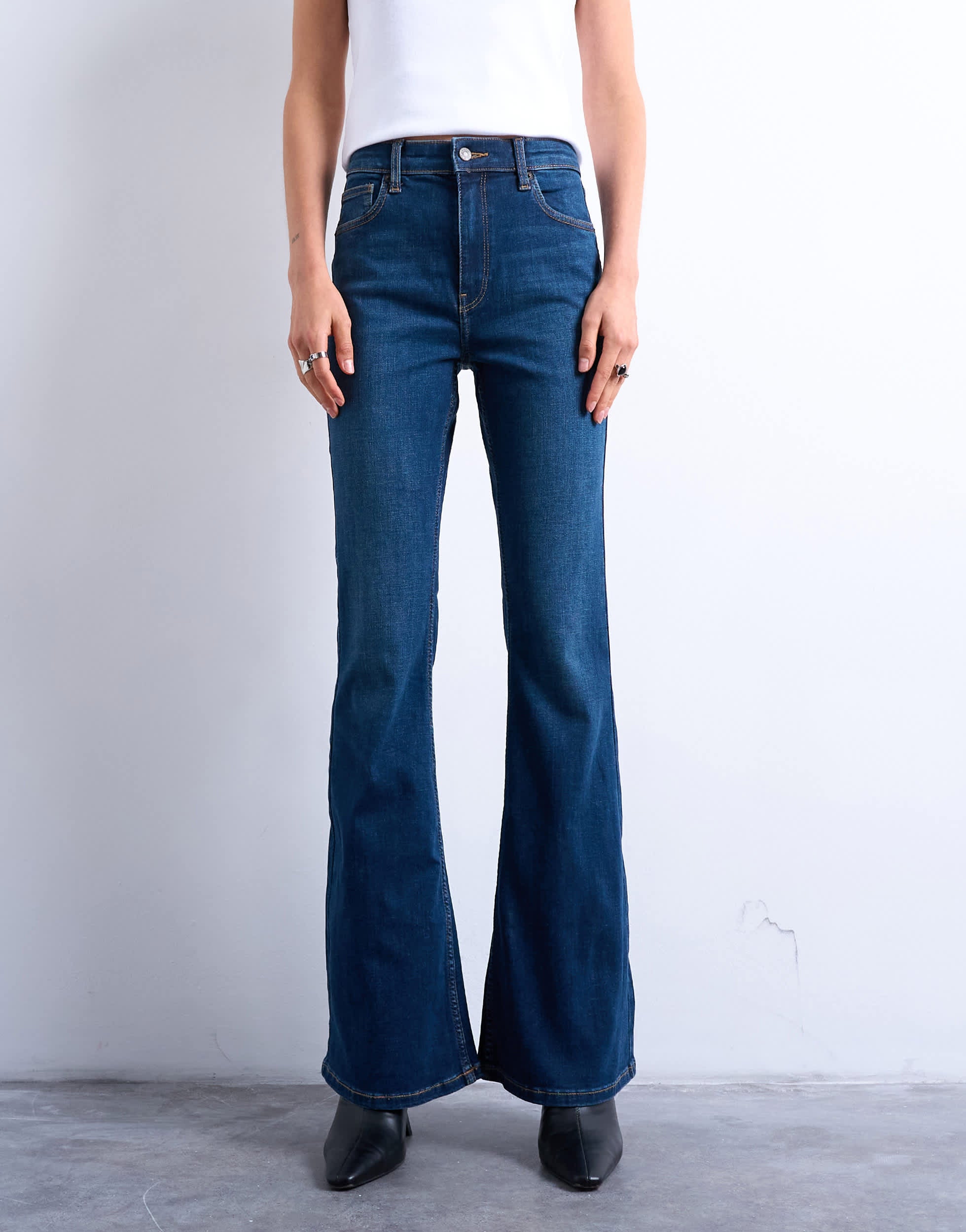 Topshop Jamie flare high rise jean in rich blue