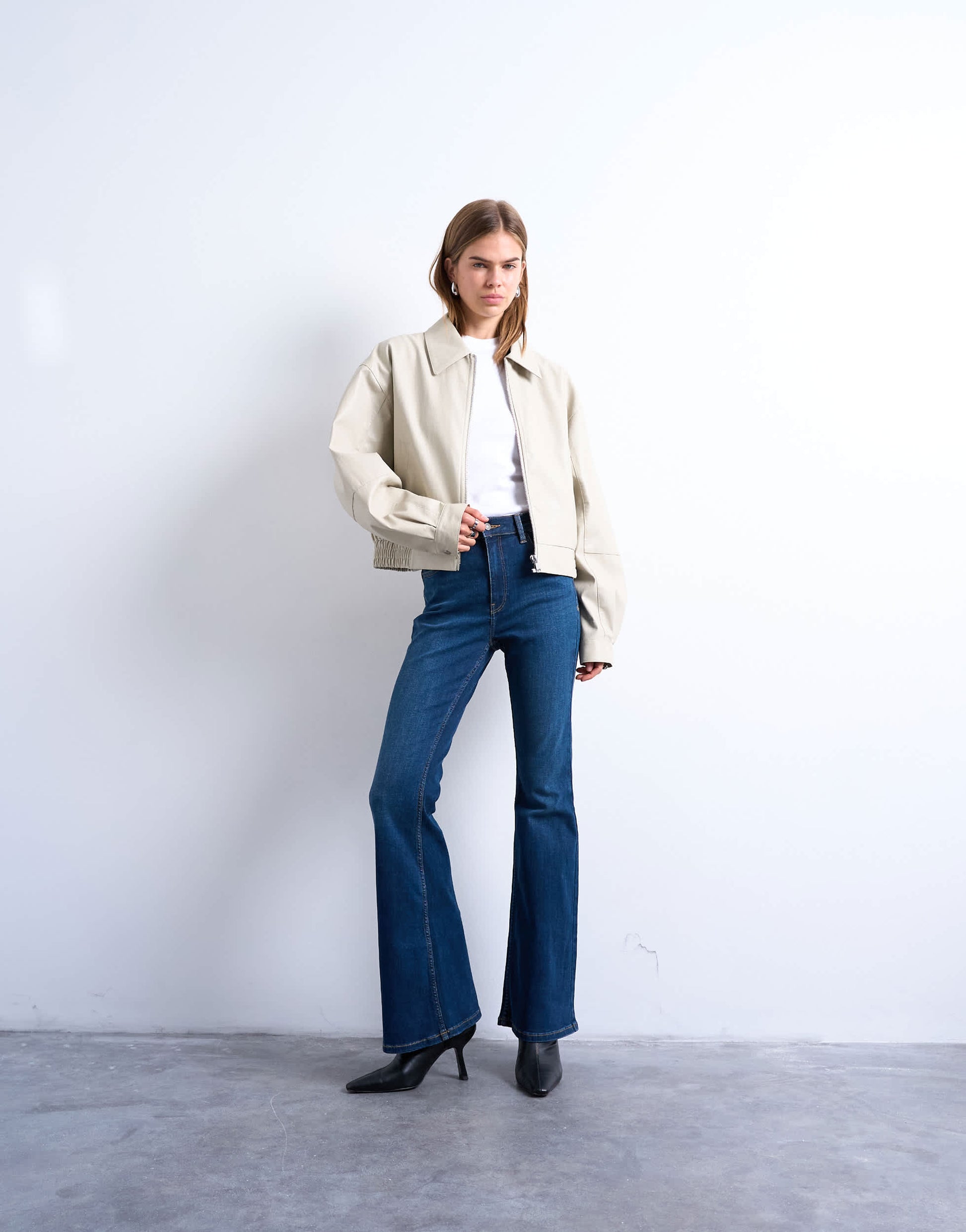 Topshop Jamie flare high rise jean in rich blue
