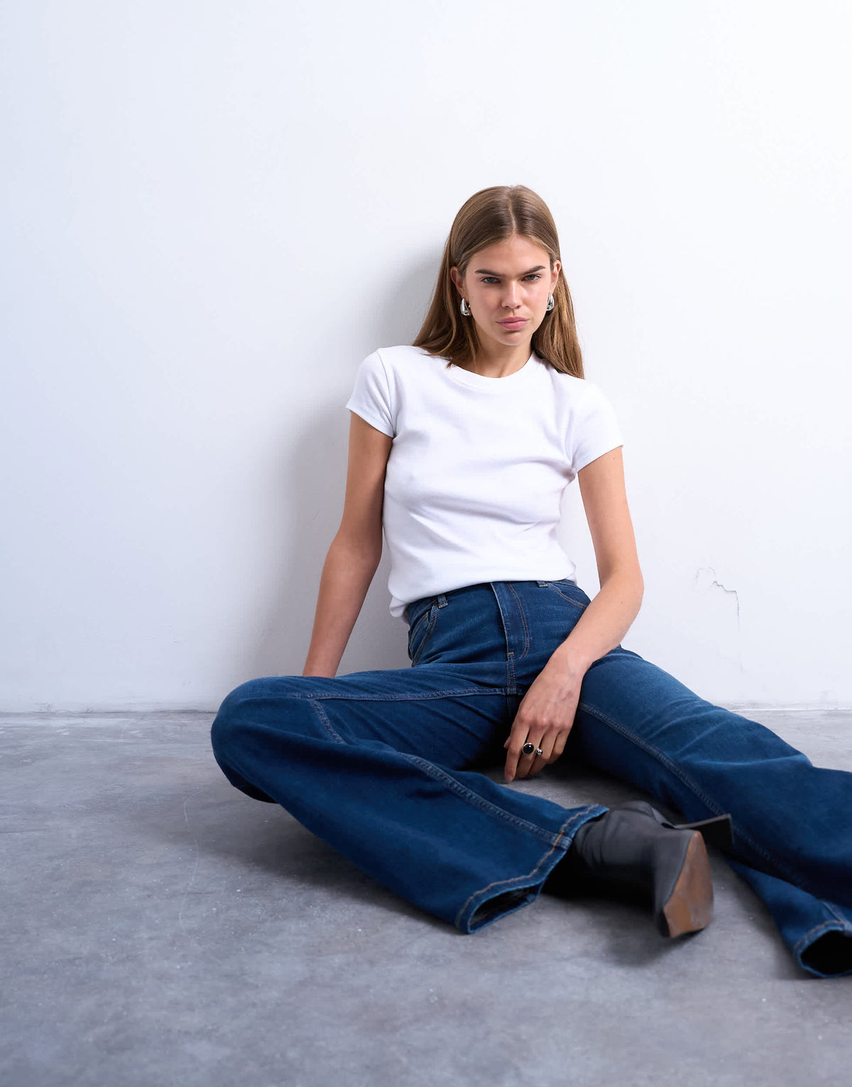 Topshop Jamie flare high rise jean in rich blue