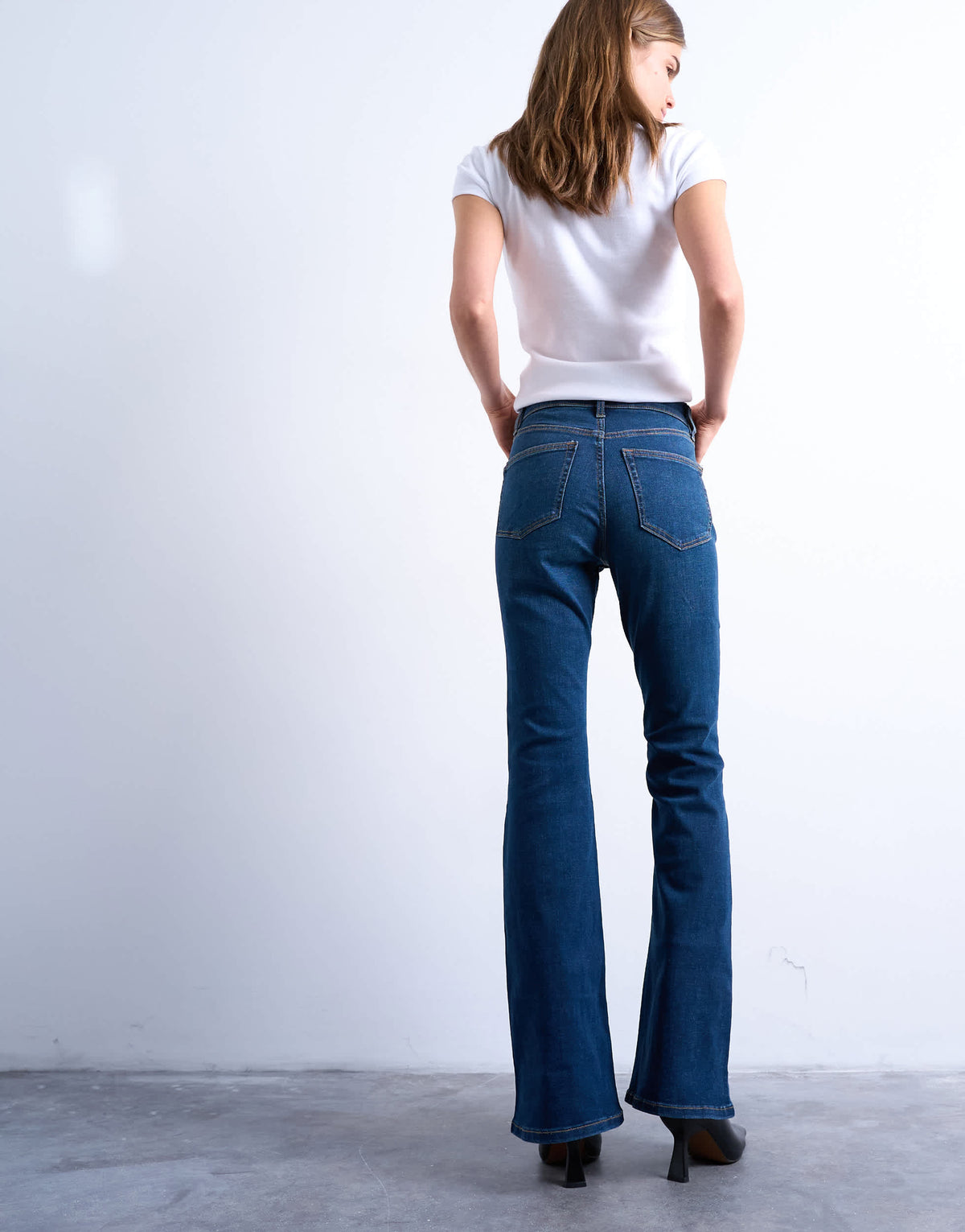 Topshop Jamie flare high rise jean in rich blue