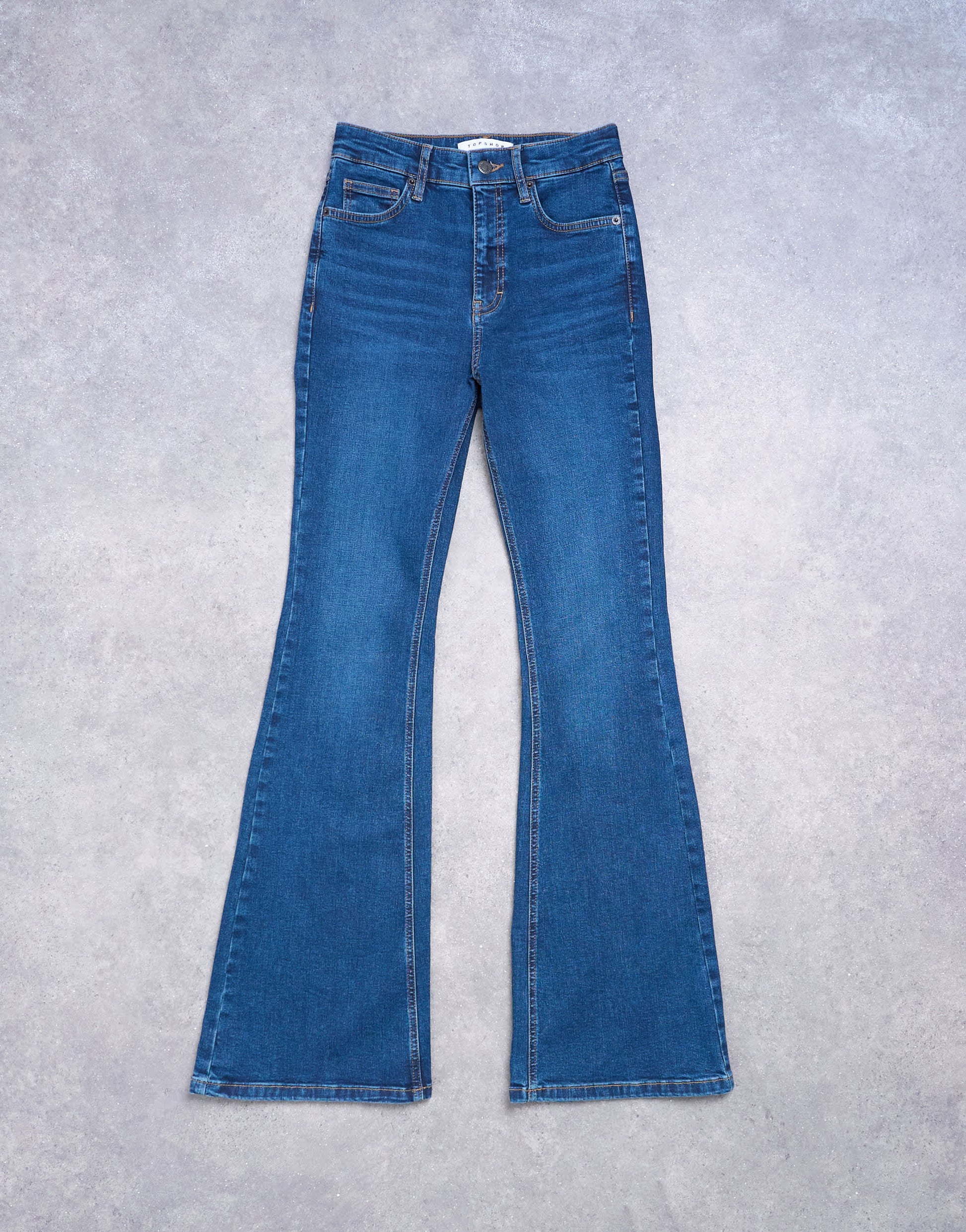 Topshop Jamie flare high rise jean in rich blue