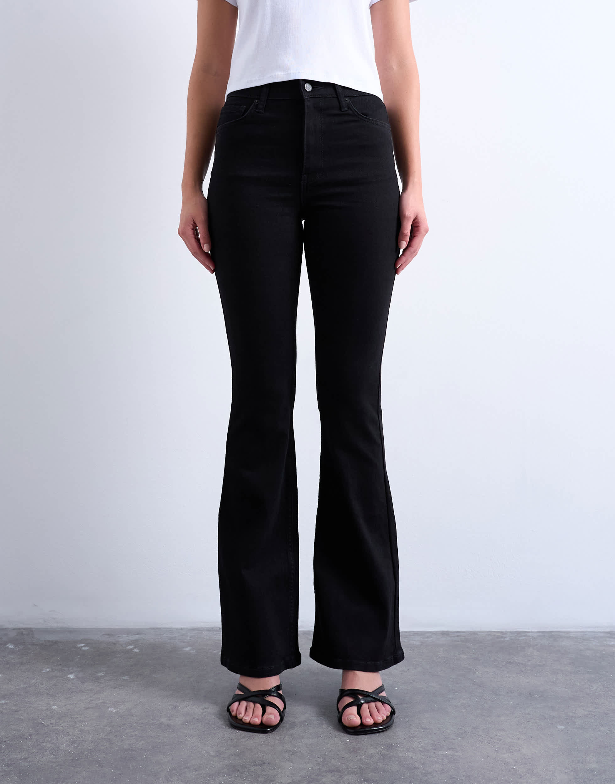 Topshop Jamie flare high rise jean in black