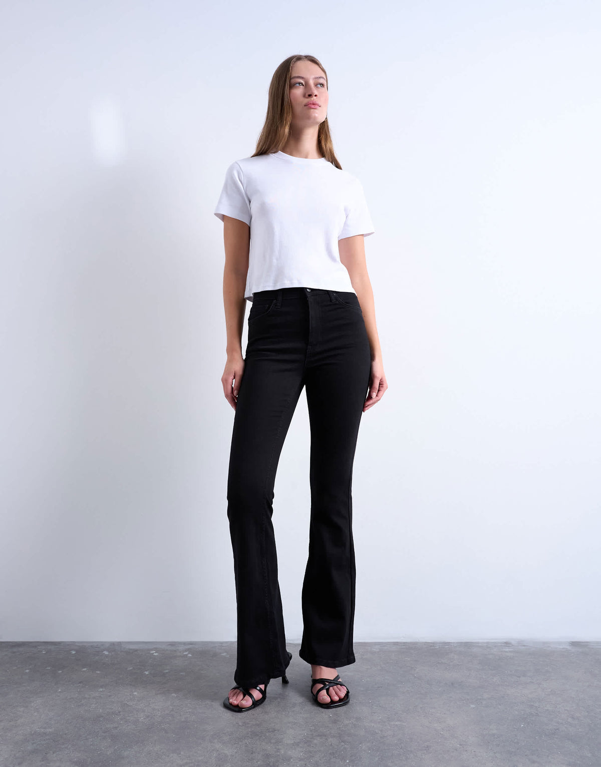 Topshop Jamie flare high rise jean in black