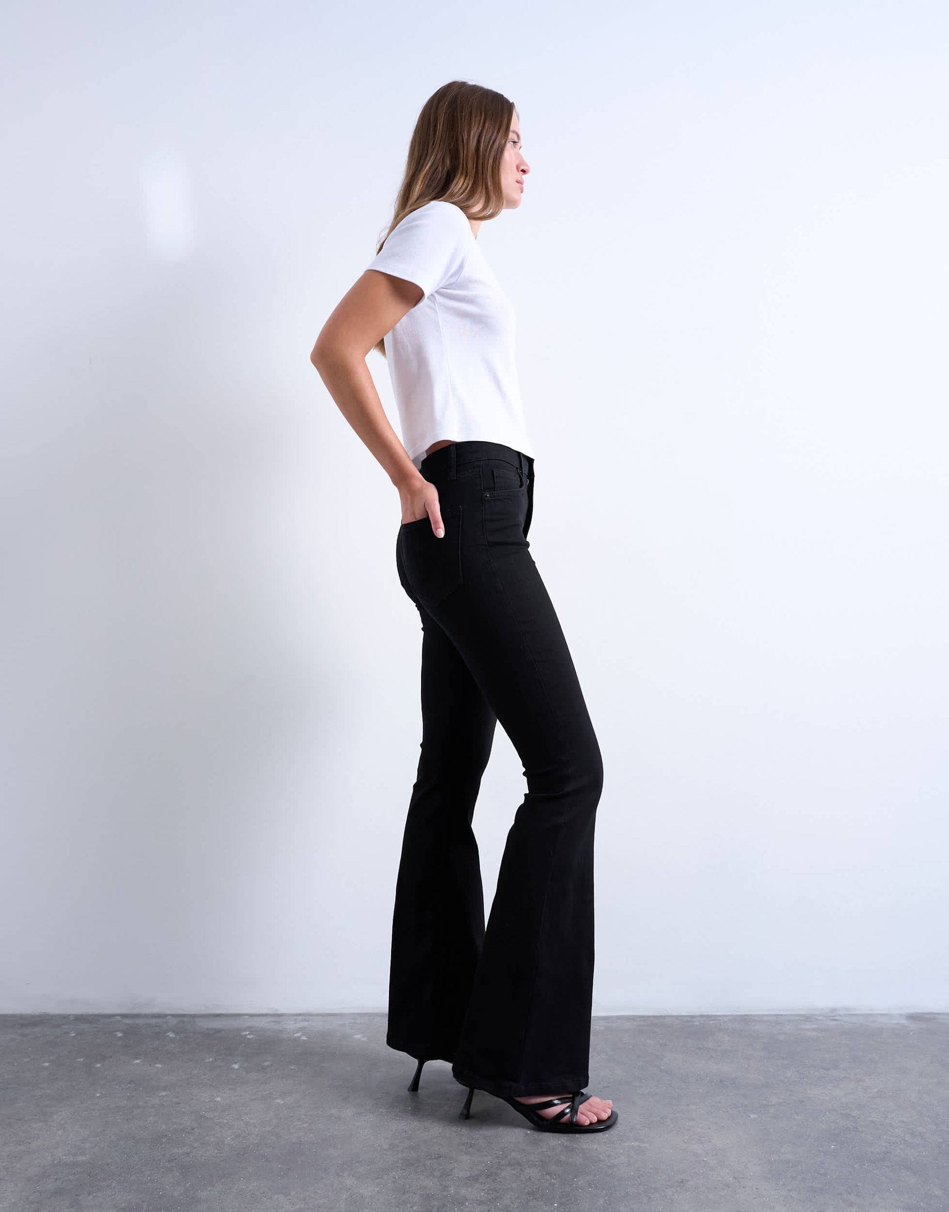 Topshop Jamie flare high rise jean in black