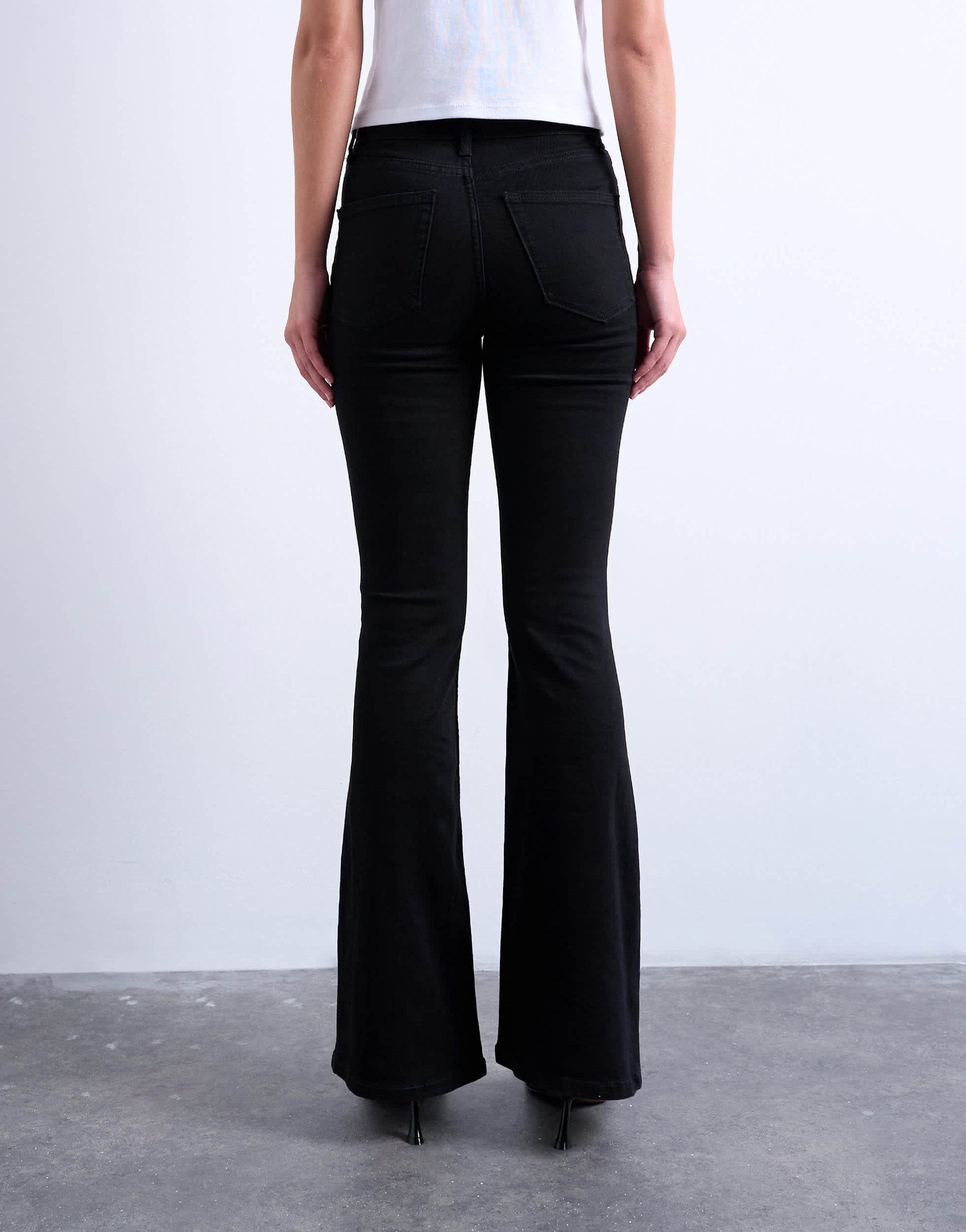 Topshop Jamie flare high rise jean in black