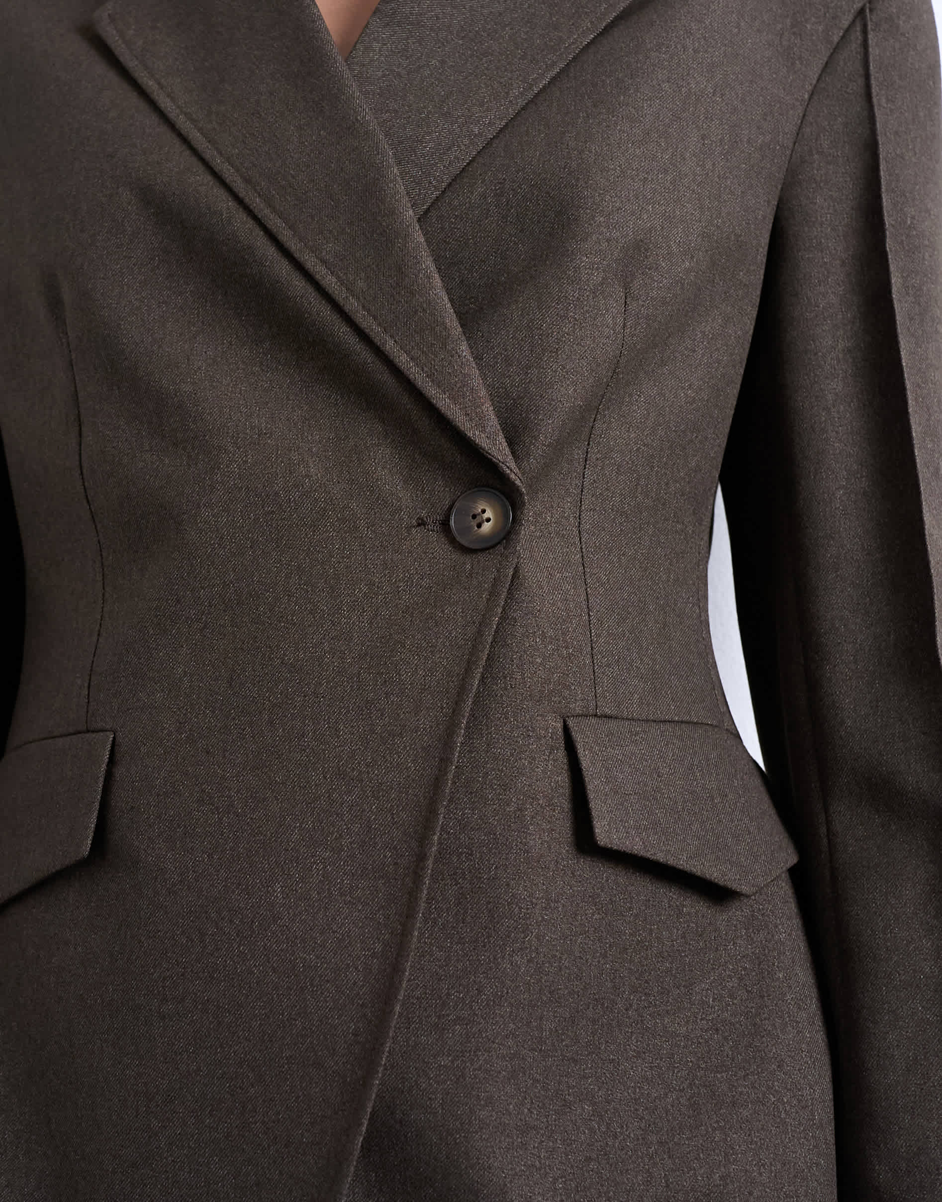 Topshop co ord asymmetric wrap  blazer with seam details in brown
