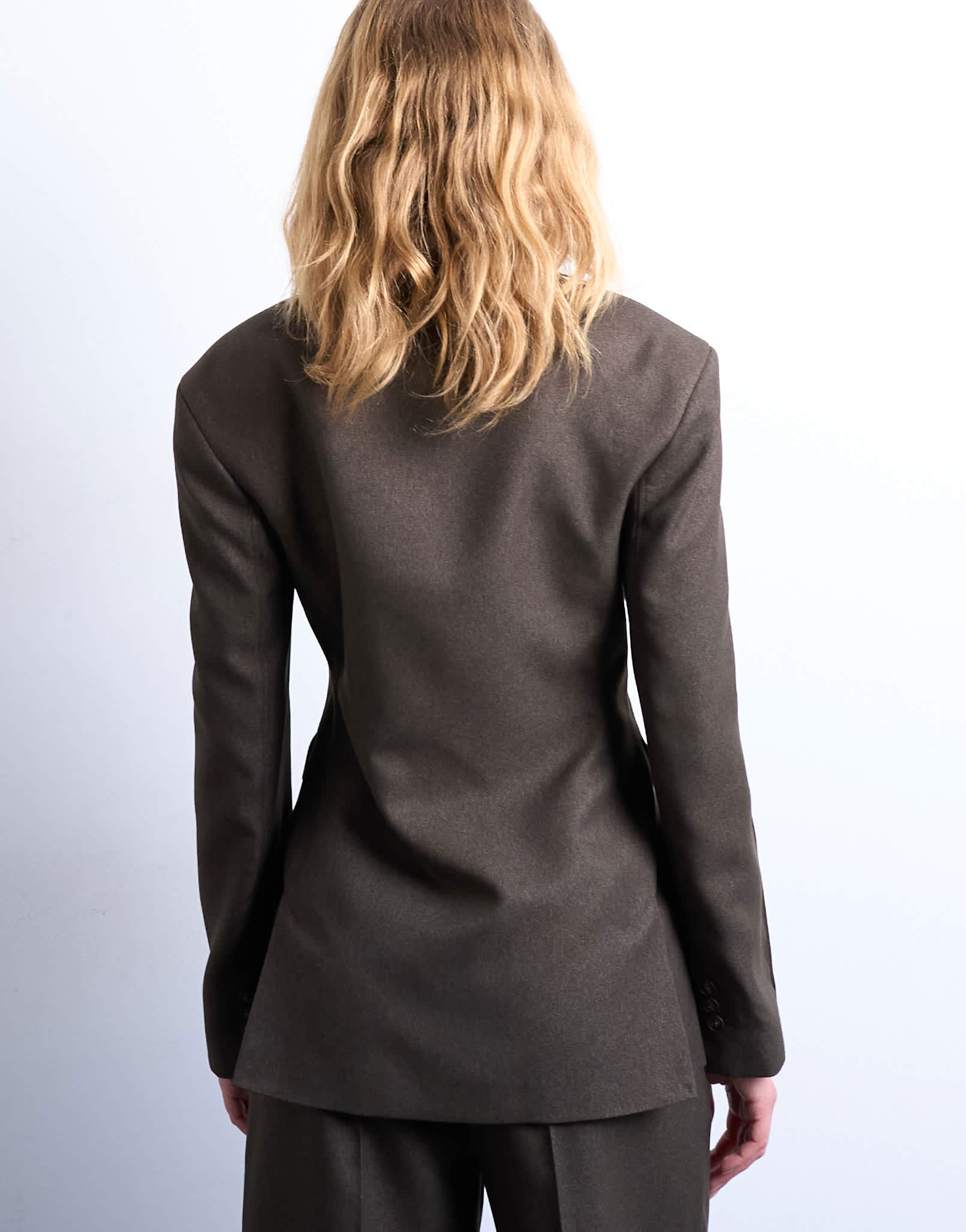Topshop co ord asymmetric wrap  blazer with seam details in brown