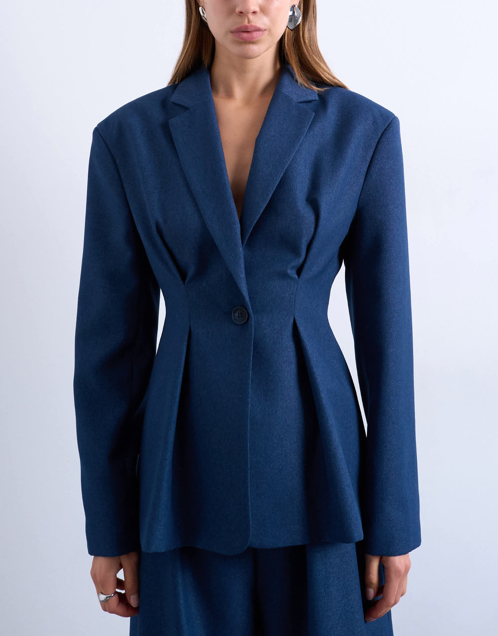 Topshop co ord extreme cinched waist blazer in navy