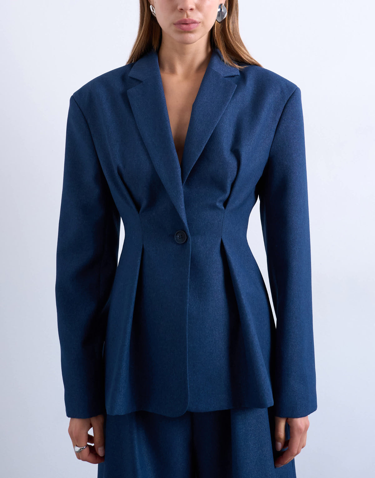 Topshop co ord extreme cinched waist blazer in navy