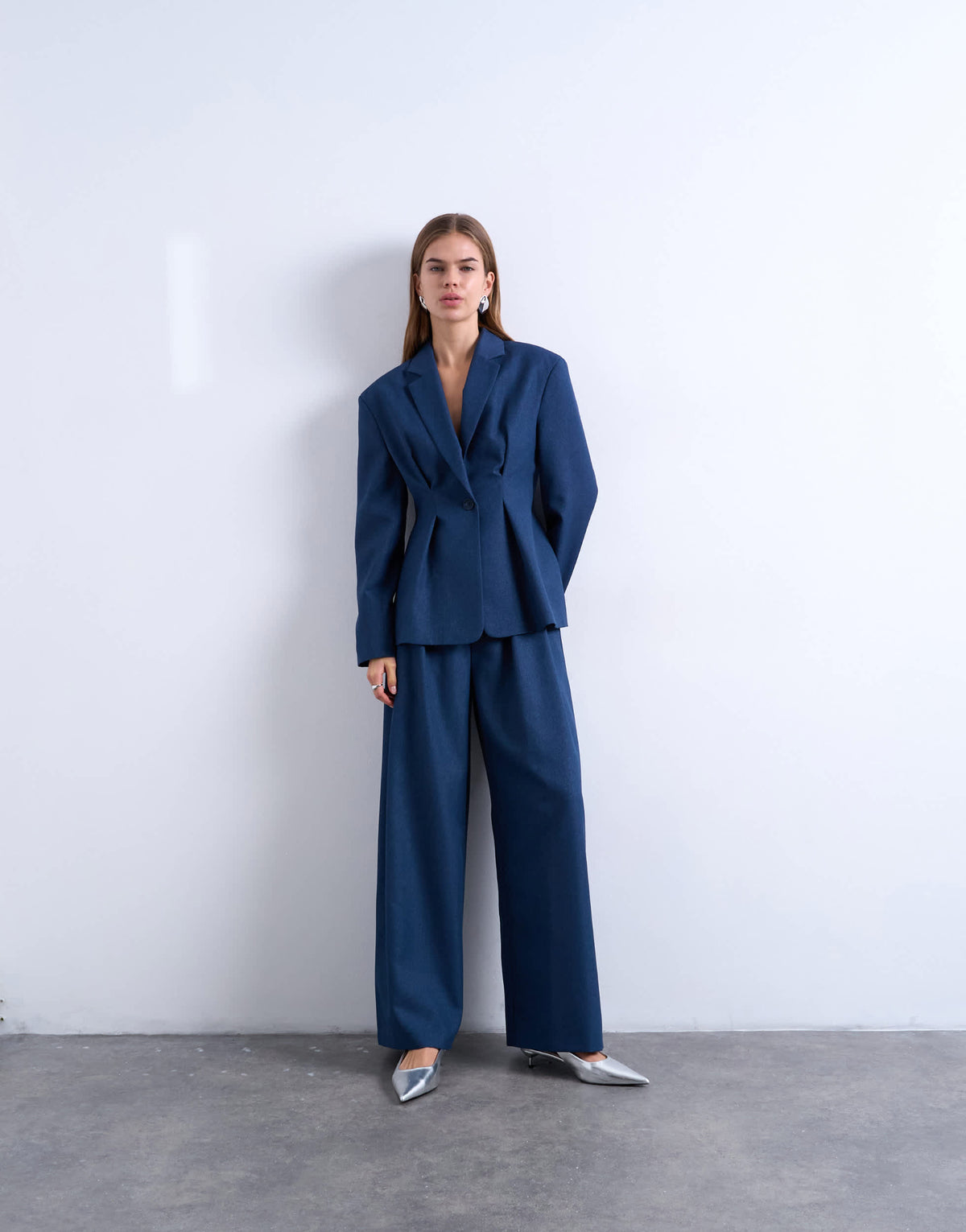 Topshop co ord extreme cinched waist blazer in navy