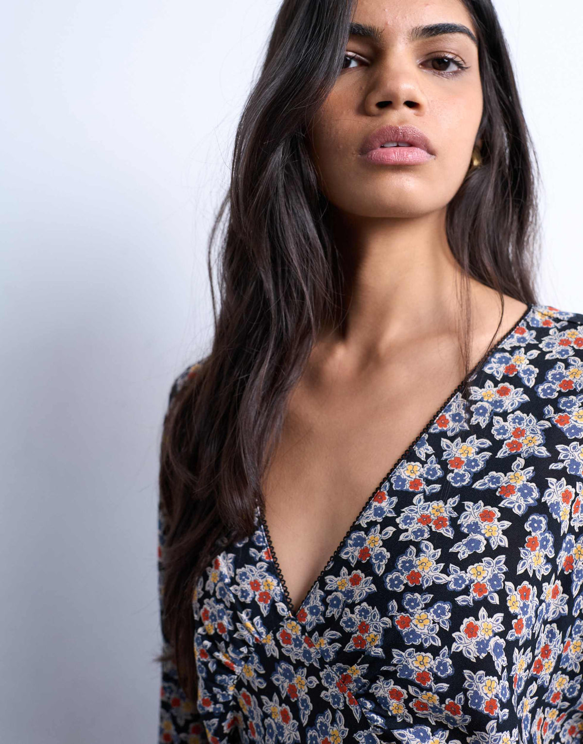 Topshop mini long sleeve tea dress in floral print