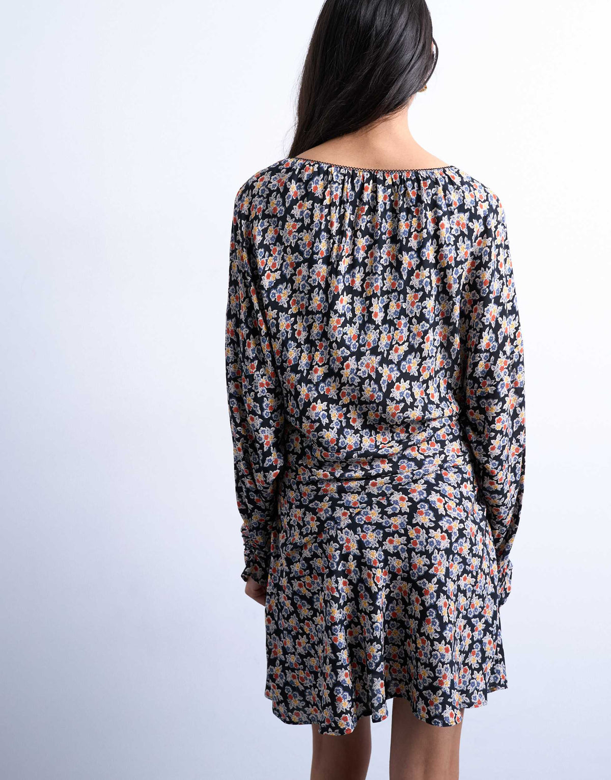 Topshop mini long sleeve tea dress in floral print