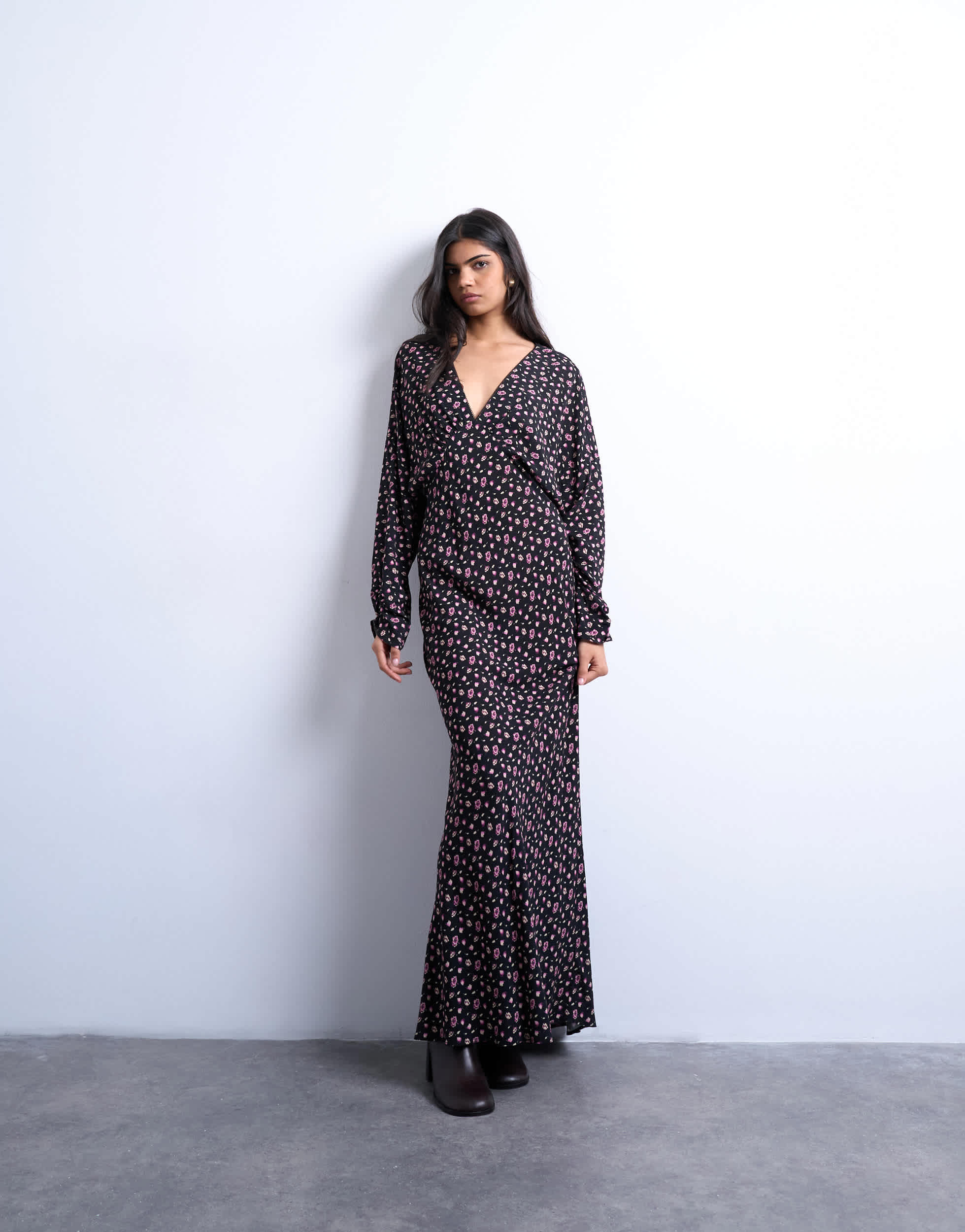 Robe midi à manches longues Topshop à imprimé floral