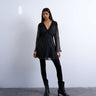 Topshop longsleeve lace trim mini tea dress in mono spot