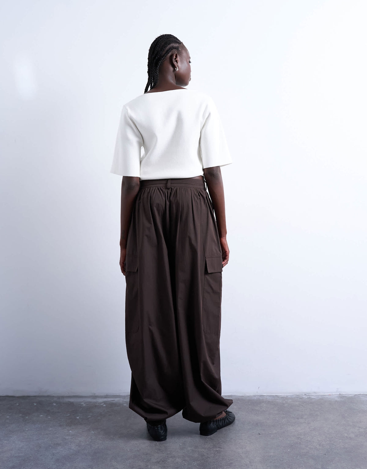 Topshop balloon cargo trouser in chocolate