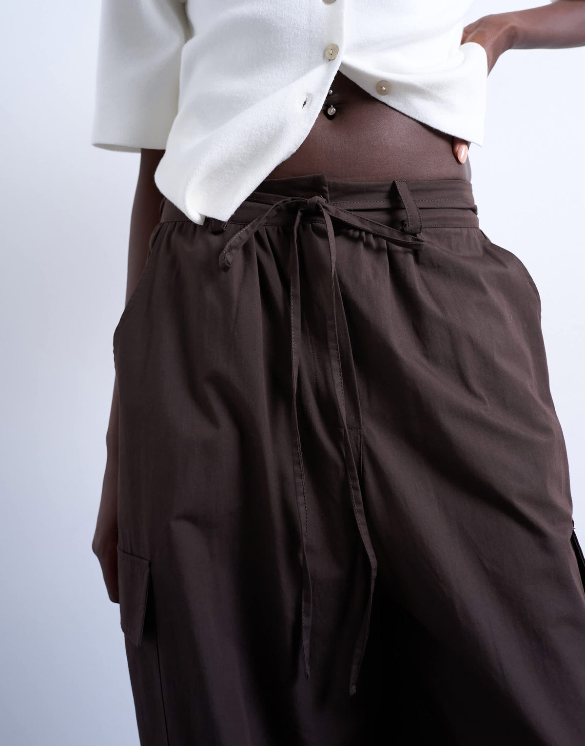 Topshop balloon cargo trouser in chocolate